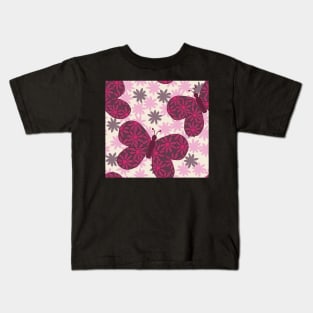 Pink Daisy Butterfly Kids T-Shirt